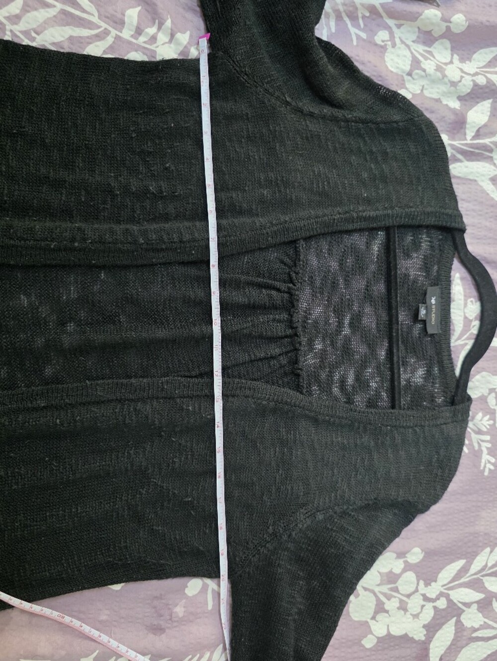 AB Studio Black Open-Front Cardigan with Lace Hem Women's Size Extra Large XL - Picture 9 of 13